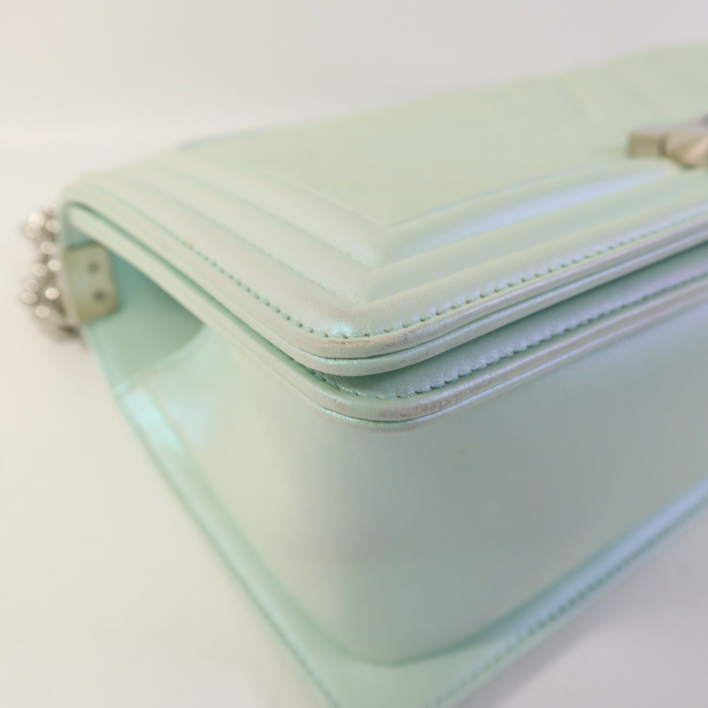 CHANEL 牛皮皮革Boy 25銀扣鏈帶肩背袋-13