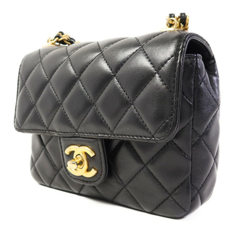 CHANEL 羊皮皮革Mini Flap Bag金扣鏈帶肩背袋-1