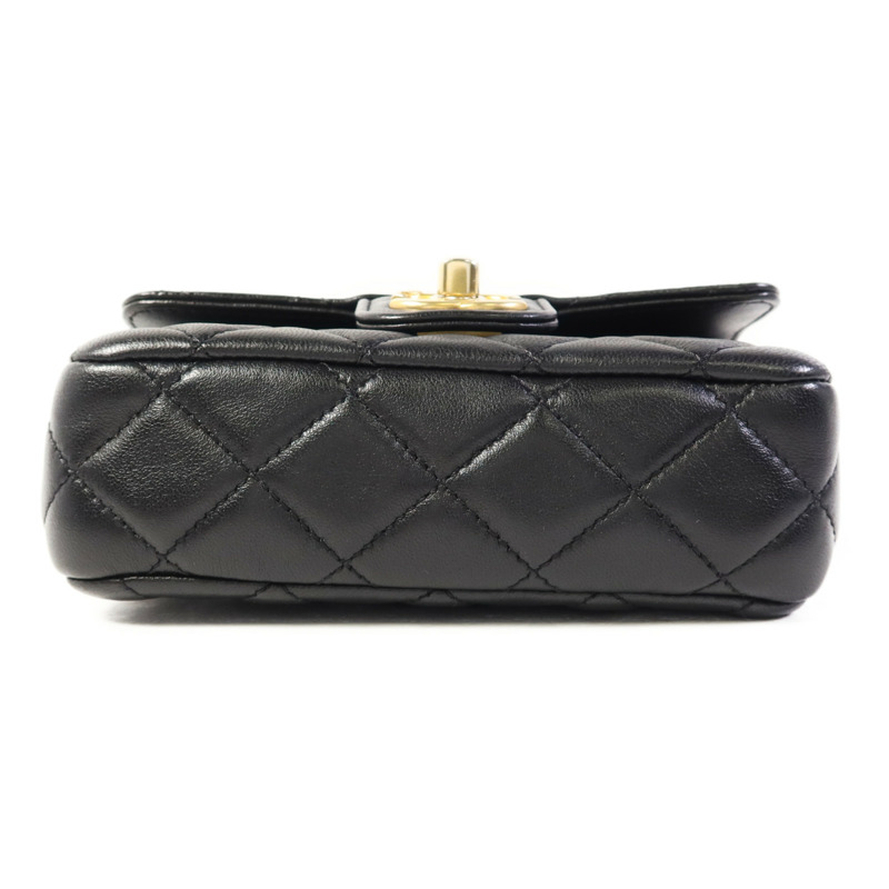 CHANEL 羊皮皮革Mini Flap Bag金扣鏈帶肩背袋-3