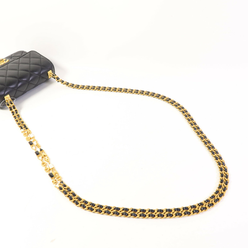 CHANEL 羊皮皮革Mini Flap Bag金扣鏈帶肩背袋-4