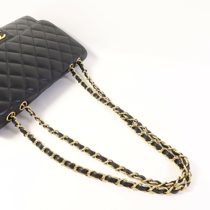 CHANEL 牛皮皮革Large Classic金扣鏈帶肩背袋-4