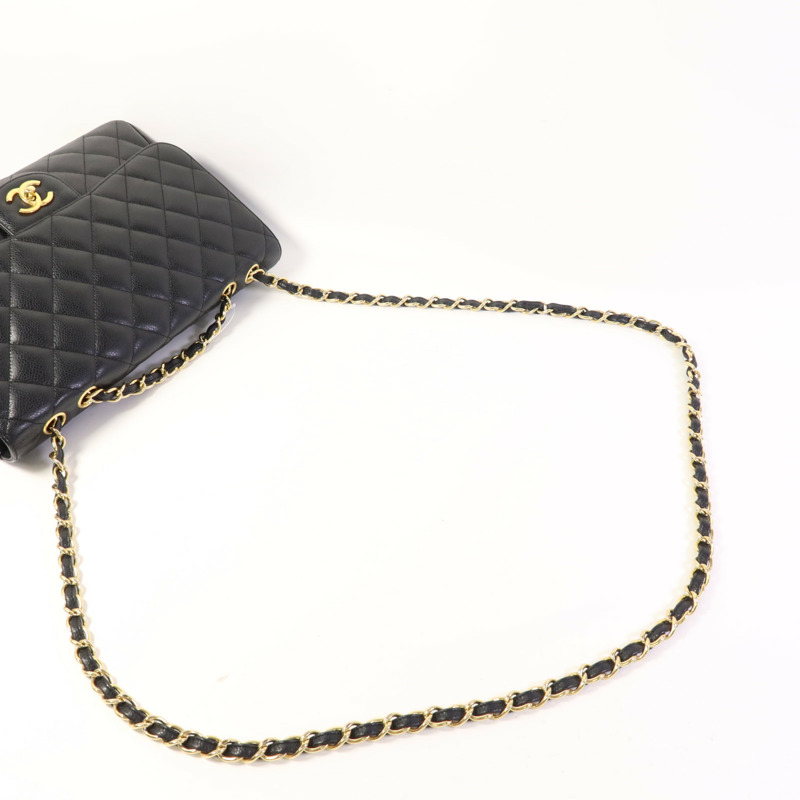 CHANEL 牛皮皮革Large Classic金扣鏈帶肩背袋-5