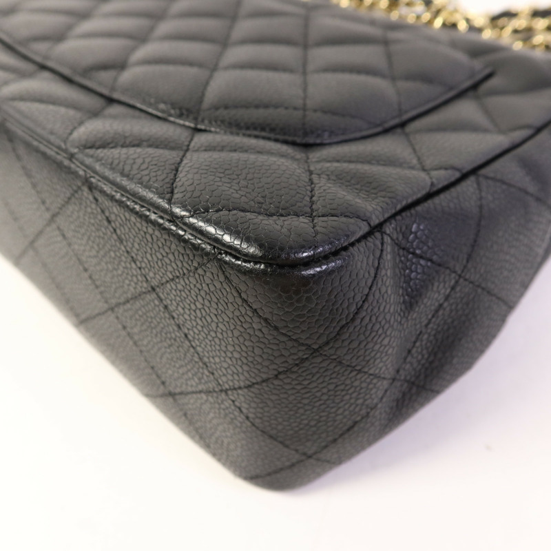 CHANEL 牛皮皮革Large Classic金扣鏈帶肩背袋-13