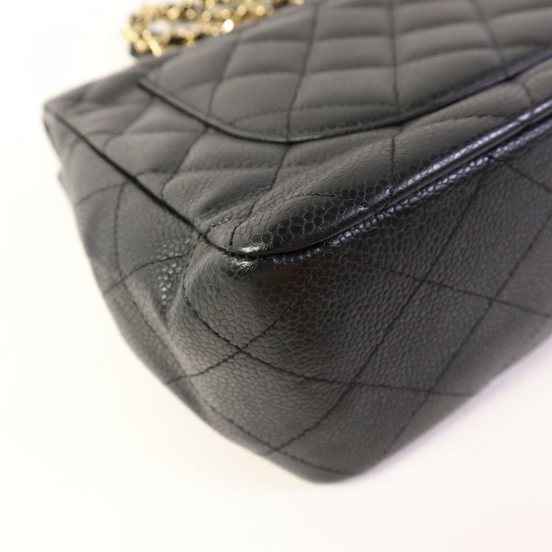 CHANEL 牛皮皮革Large Classic金扣鏈帶肩背袋-14