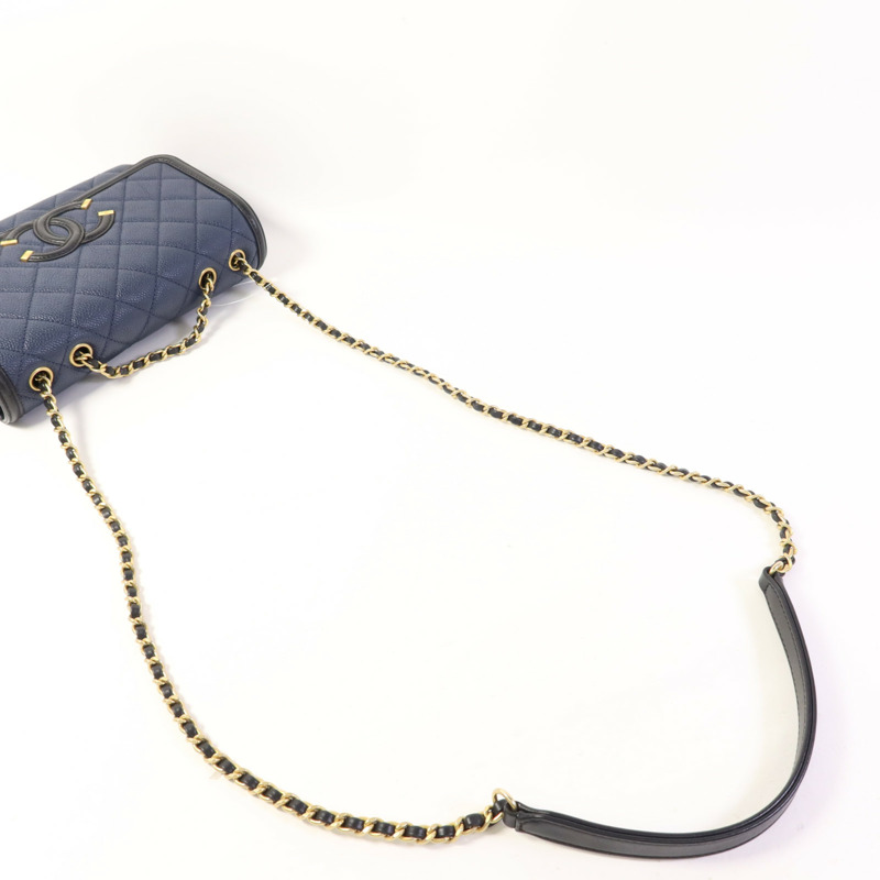 CHANEL 牛皮皮革Chain Shoulder Bag金扣鏈帶肩背袋-4