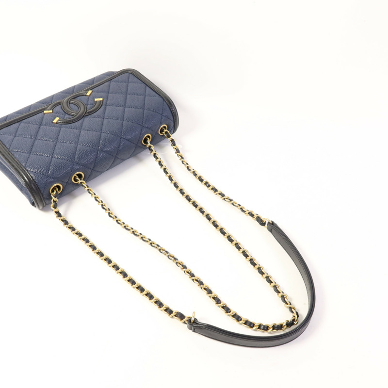 CHANEL 牛皮皮革Chain Shoulder Bag金扣鏈帶肩背袋-5