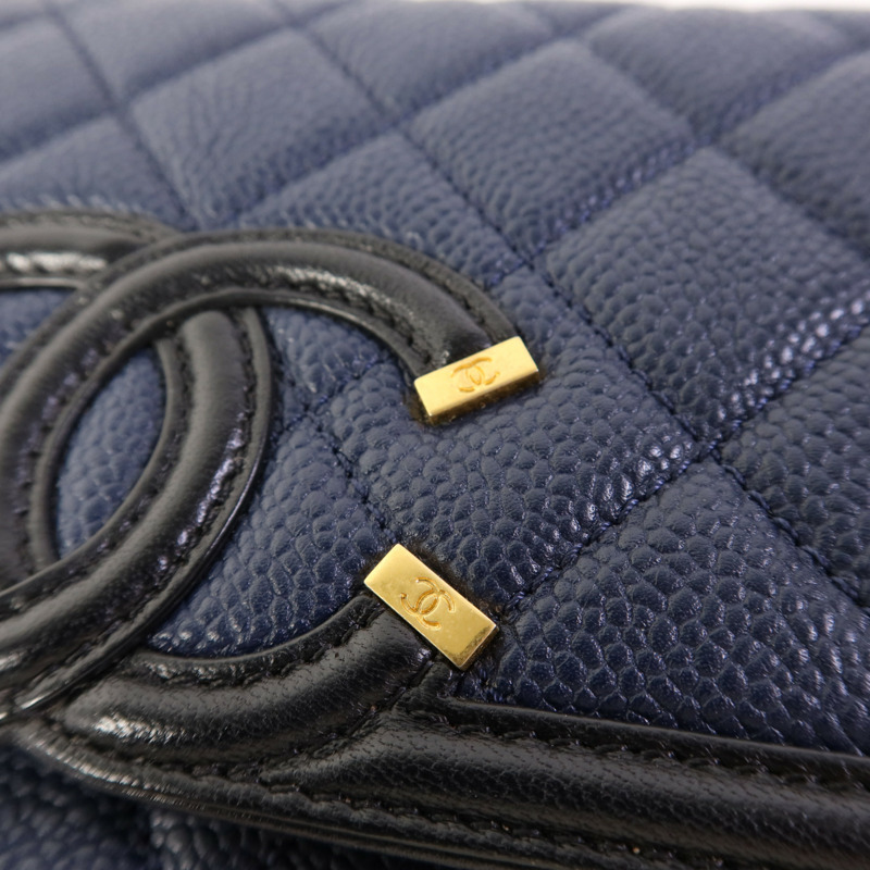 CHANEL 牛皮皮革Chain Shoulder Bag金扣鏈帶肩背袋-11