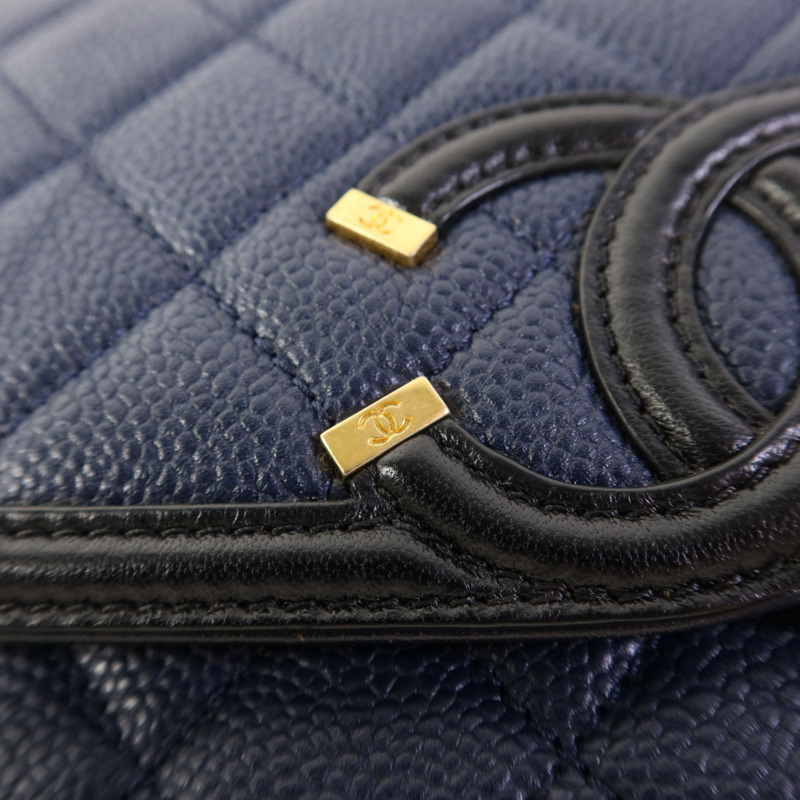 CHANEL 牛皮皮革Chain Shoulder Bag金扣鏈帶肩背袋-12