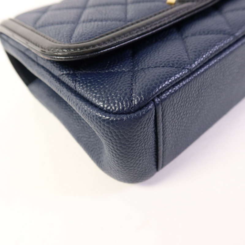 CHANEL 牛皮皮革Chain Shoulder Bag金扣鏈帶肩背袋-14