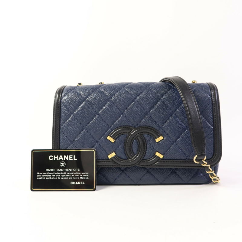 CHANEL 牛皮皮革Chain Shoulder Bag金扣鏈帶肩背袋-21