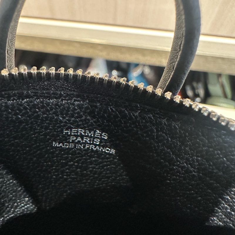 HERMES爱马仕 Bolide Shark 镀钯金属质感 Swift小牛皮 保龄球包包挂饰包周边-7