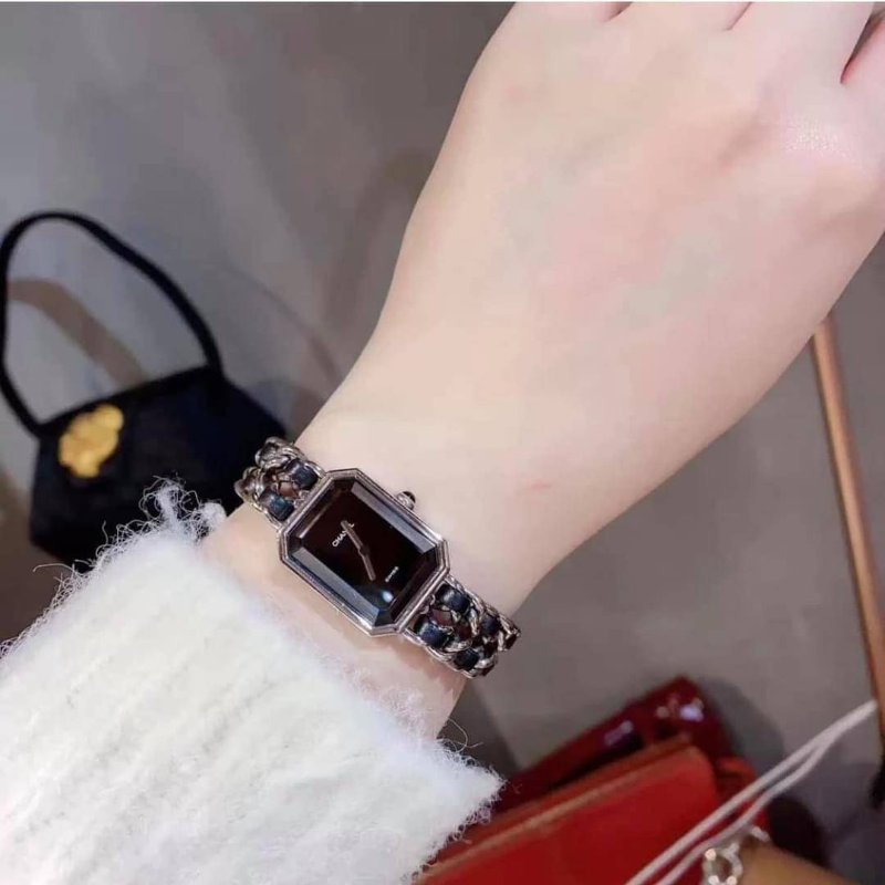 Chanel H0451 Vintage 🎀現品實拍 🎀首映錶 香奈兒黑/ 銀色 premiere手錶M尺寸~二手品-8