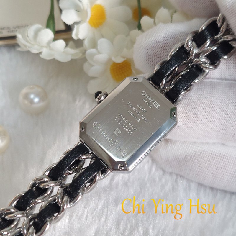 Chanel H0451 Vintage 🎀現品實拍 🎀首映錶 香奈兒黑/ 銀色 premiere手錶M尺寸~二手品-21
