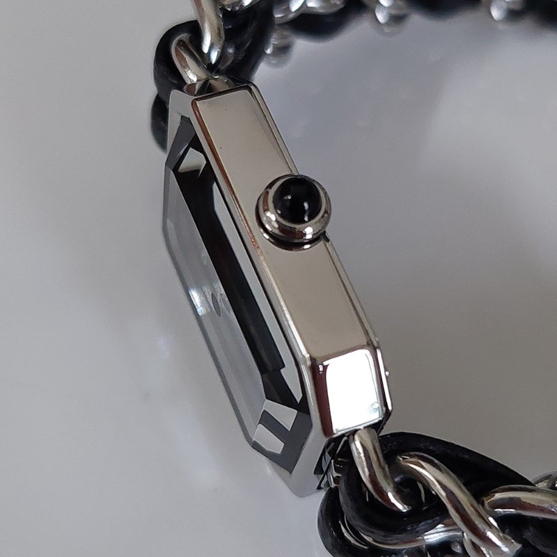 Chanel H0451 Vintage 🎀現品實拍 🎀首映錶 香奈兒黑/ 銀色 premiere手錶M尺寸~二手品-26