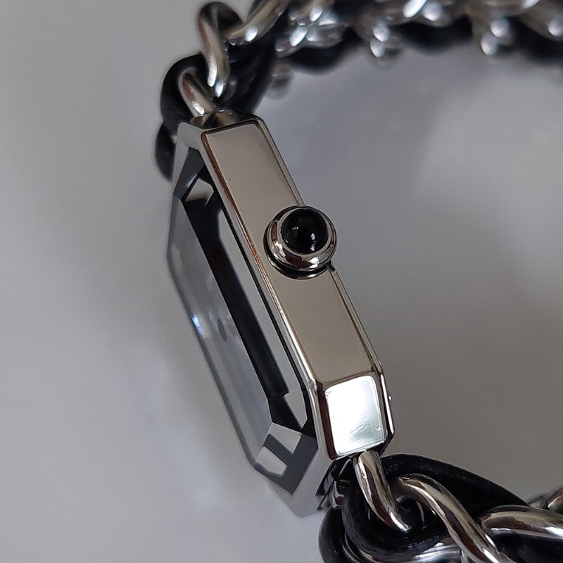 Chanel H0451 Vintage 🎀現品實拍 🎀首映錶 香奈兒黑/ 銀色 premiere手錶M尺寸~二手品-38