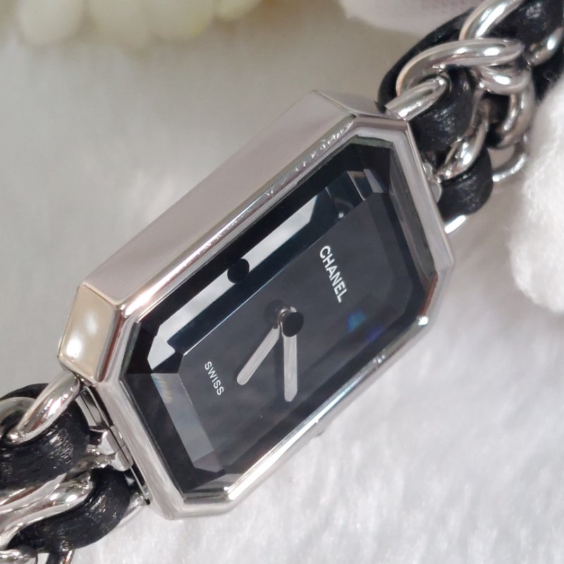 Chanel H0451 Vintage 🎀現品實拍 🎀首映錶 香奈兒黑/ 銀色 premiere手錶M尺寸~二手品-47