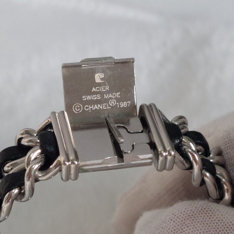 Chanel H0451 Vintage 🎀現品實拍 🎀首映錶 香奈兒黑/ 銀色 premiere手錶M尺寸~二手品-52