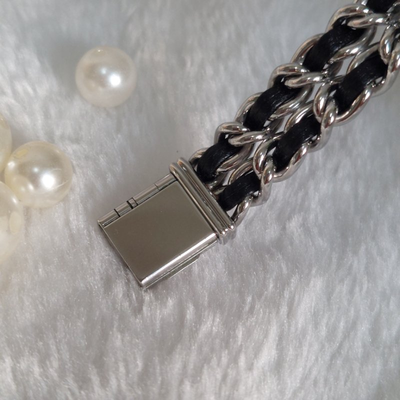 Chanel H0451 Vintage 🎀現品實拍 🎀首映錶 香奈兒黑/ 銀色 premiere手錶M尺寸~二手品-55