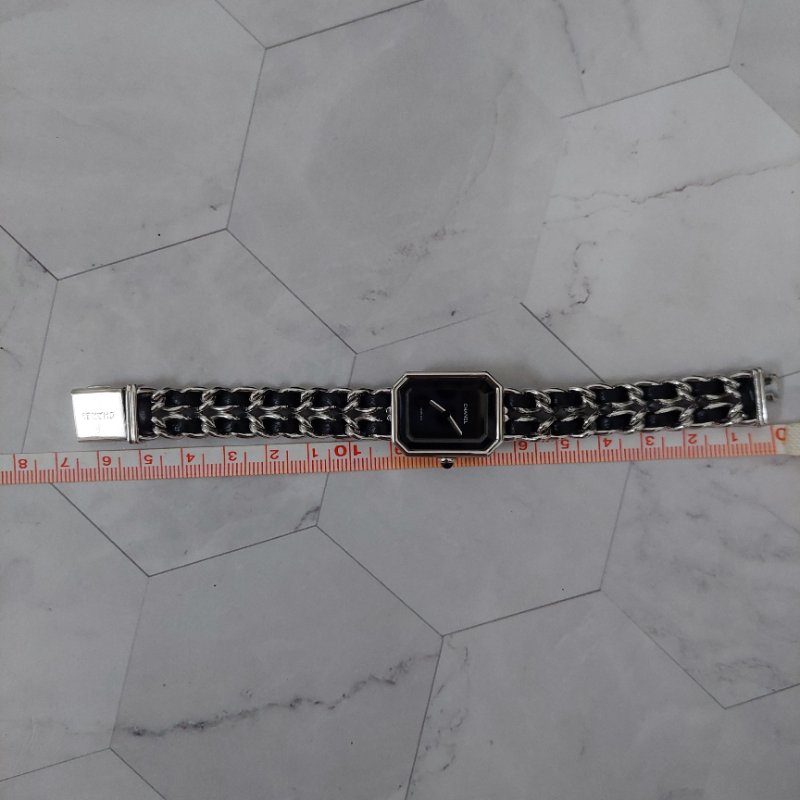 Chanel H0451 Vintage 🎀現品實拍 🎀首映錶 香奈兒黑/ 銀色 premiere手錶M尺寸~二手品-56