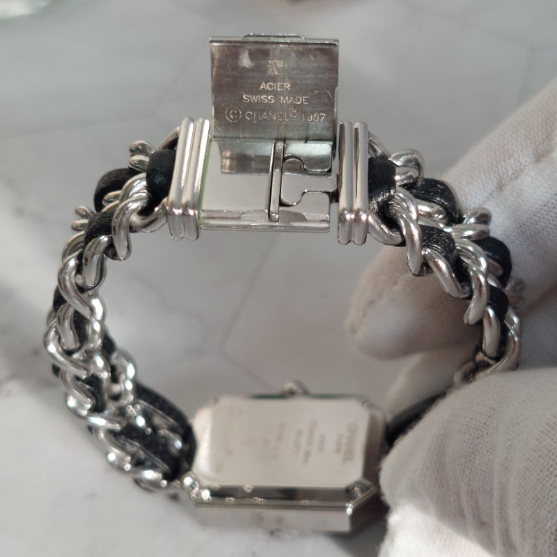 Chanel H0451 Vintage 🎀現品實拍 🎀首映錶 香奈兒黑/ 銀色 premiere手錶M尺寸~二手品-59