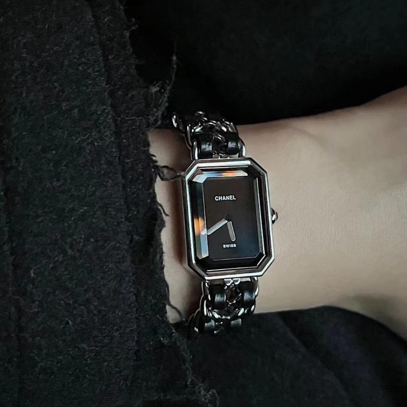 Chanel H0451 Vintage 🎀現品實拍 🎀首映錶 香奈兒黑/ 銀色 premiere手錶M尺寸~二手品-64