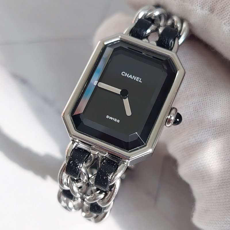 Chanel H0451 Vintage 🎀現品實拍 🎀首映錶 香奈兒黑/ 銀色 premiere手錶M尺寸~二手品-65