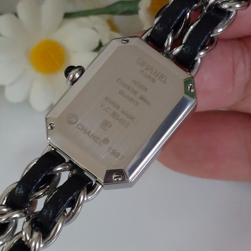 Chanel H0451 Vintage 🎀現品實拍 🎀首映錶 香奈兒黑/ 銀色 premiere手錶M尺寸~二手品-68