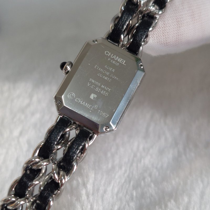 Chanel H0451 Vintage 🎀現品實拍 🎀首映錶 香奈兒黑/ 銀色 premiere手錶M尺寸~二手品-71