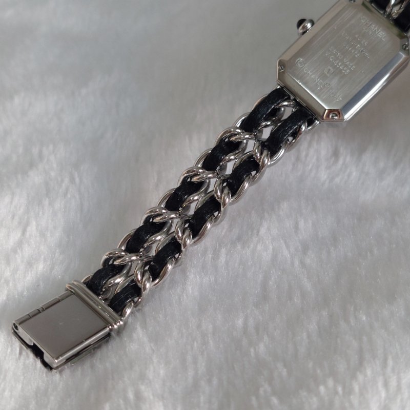 Chanel H0451 Vintage 🎀現品實拍 🎀首映錶 香奈兒黑/ 銀色 premiere手錶M尺寸~二手品-76