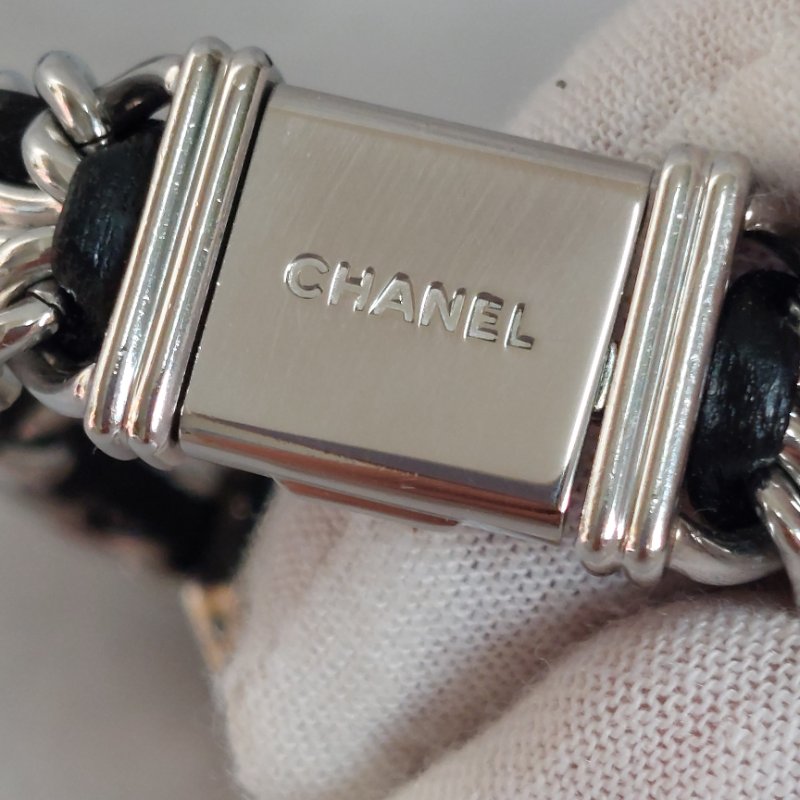 Chanel H0451 Vintage 🎀現品實拍 🎀首映錶 香奈兒黑/ 銀色 premiere手錶M尺寸~二手品-80