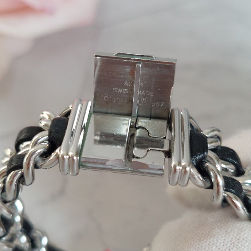 Chanel H0451 Vintage 🎀現品實拍 🎀首映錶 香奈兒黑/ 銀色 premiere手錶M尺寸~二手品-81