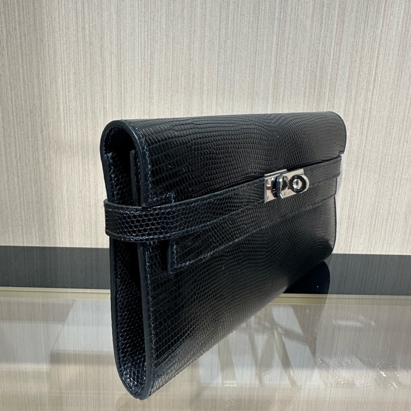 HERMES爱马仕 Kelly 银扣 蜥蜴皮長款錢包-1