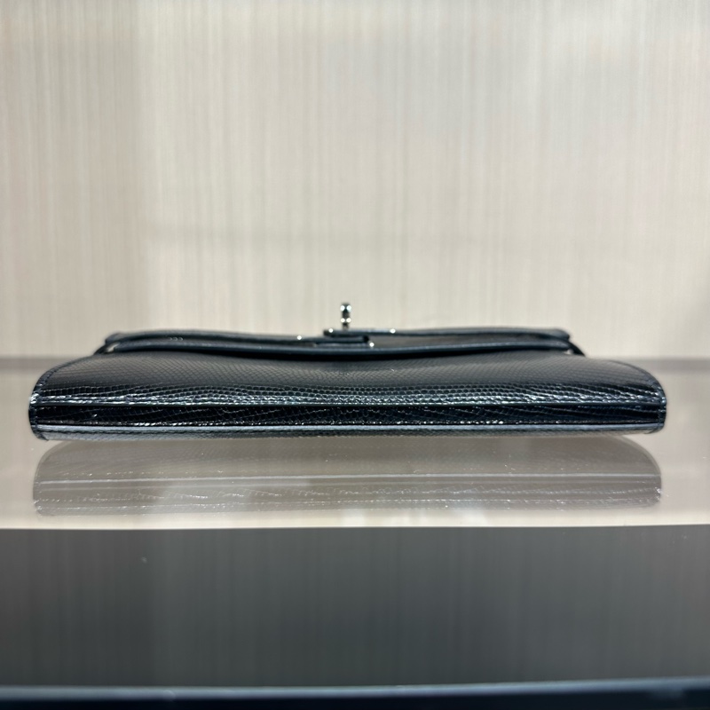 HERMES爱马仕 Kelly 银扣 蜥蜴皮長款錢包-4