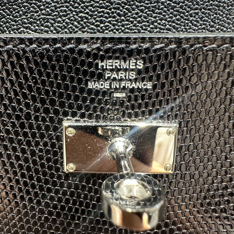 HERMES爱马仕 Kelly 银扣 蜥蜴皮長款錢包-6
