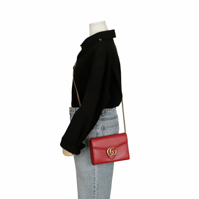 GUCCI GG Marmont 鏈條皮夾斜背包-12