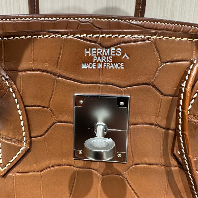 HERMES爱马仕 Birkin35 银扣 雾面鳄鱼皮 手提包-7