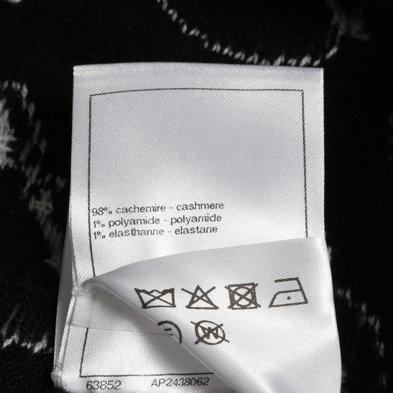 CHANEL COCO 馬克花朵圖案針織毛衣羊絨黑白二手尺寸 36 CC-3