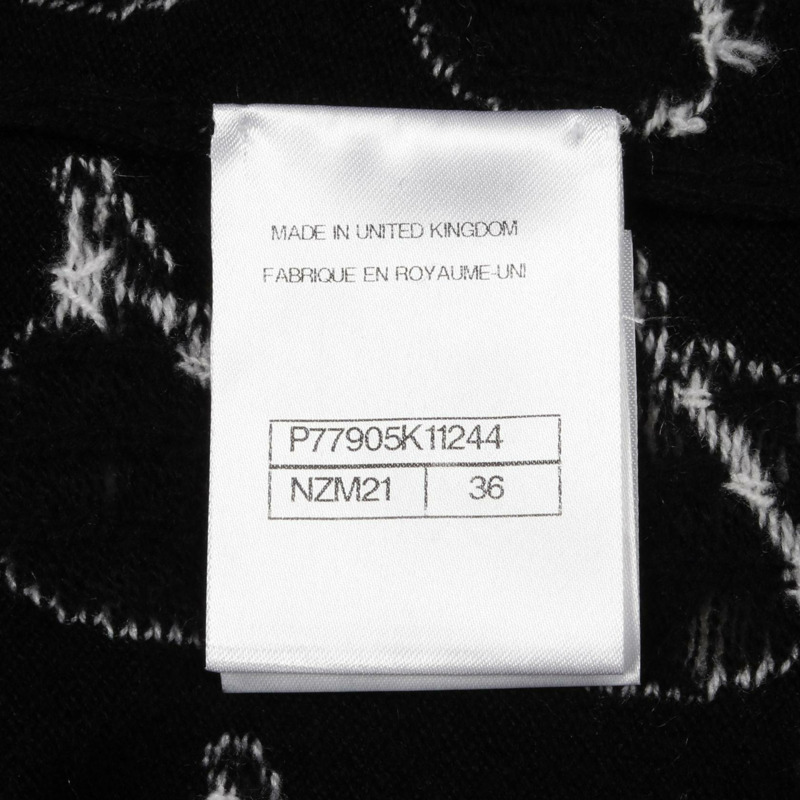 CHANEL COCO 馬克花朵圖案針織毛衣羊絨黑白二手尺寸 36 CC-4