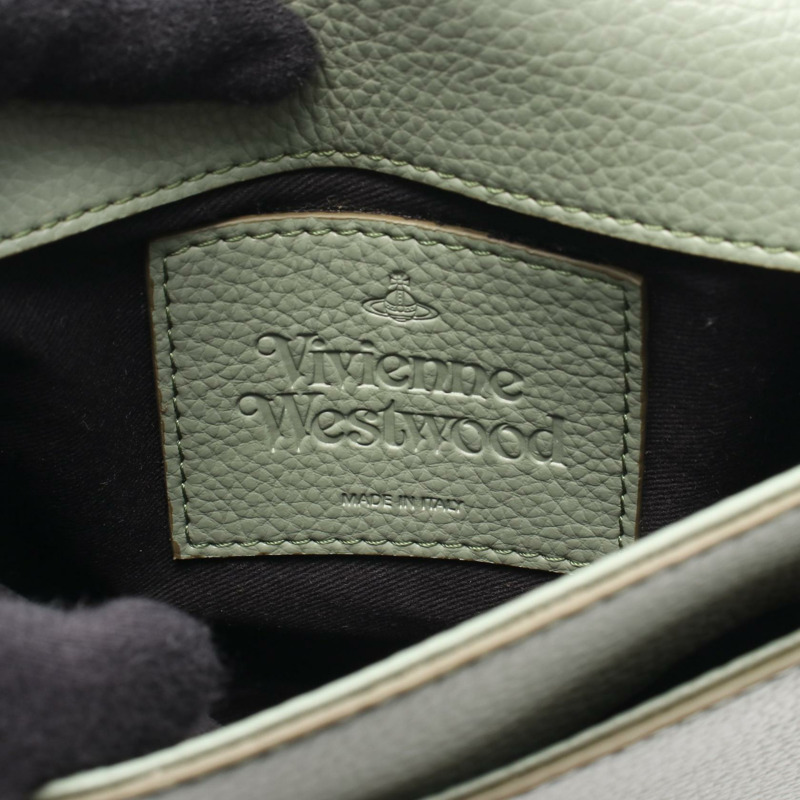 Vivienne Westwood SADDLE CROSSBODY 包 S5801000AWS000D 皮革 綠色 二手 女款-3