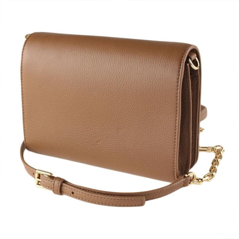 【TORY BURCH】雙T LOGO皮革手拿包-焦糖色-2