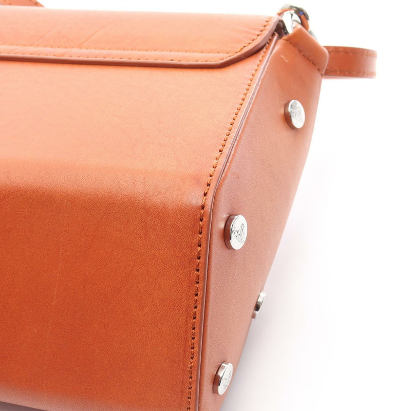 Vivienne Westwood 藍寶石斜背包單肩包皮革棕色二手女款-7