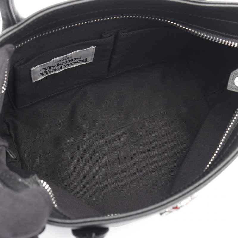 Vivienne Westwood 迷你托特包 單肩包 SAFFIANO 包 4204007 皮革 黑色 全新-2