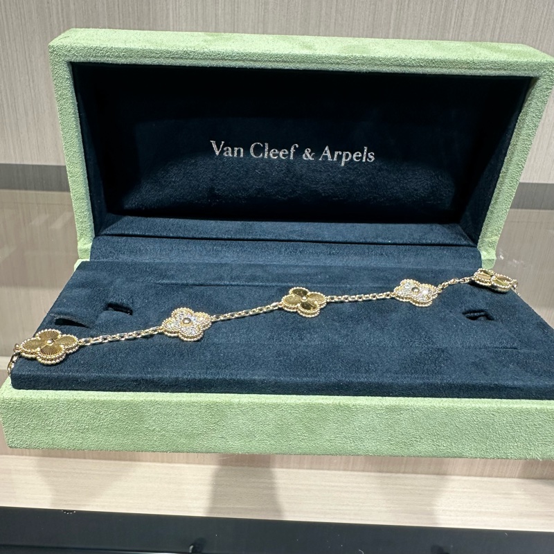 Van Cleef & Arpels梵克雅宝 Alhambra四叶幸运系列 五花 18k金 手链-0