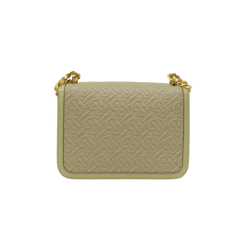 米色 皮革 TB 立體壓紋 鍊釦 肩背包 【フェンディ】-1