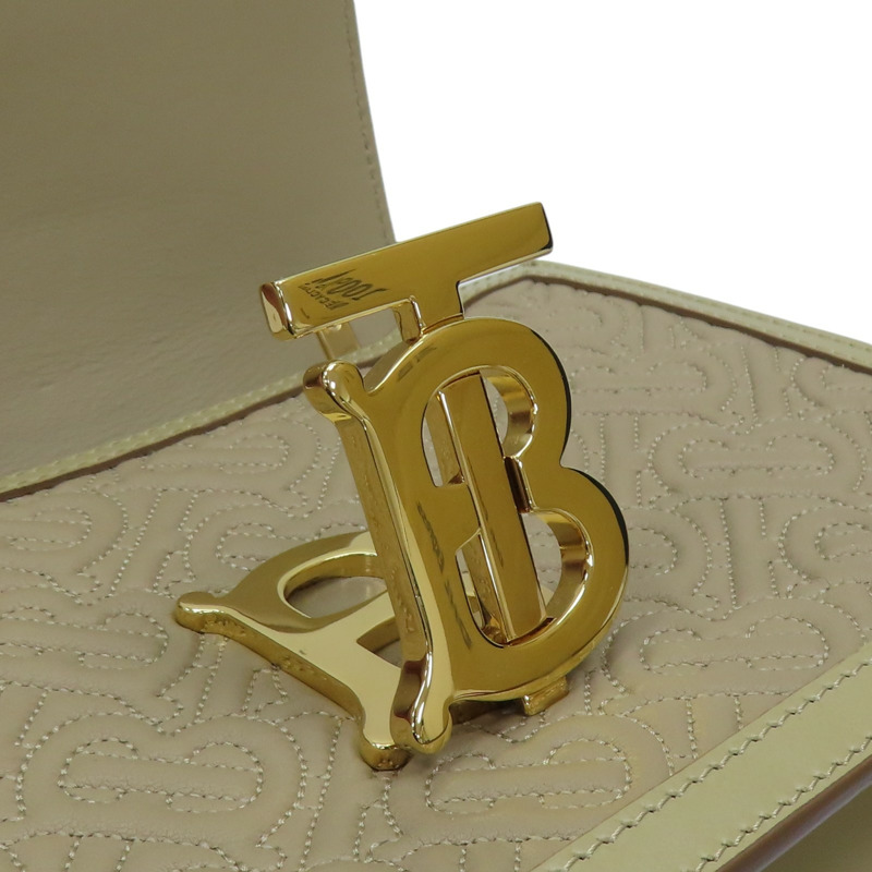 米色 皮革 TB 立體壓紋 鍊釦 肩背包 【フェンディ】-12