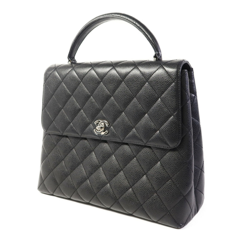 CHANEL 牛皮皮革Matelasse Bag銀扣手挽袋-1