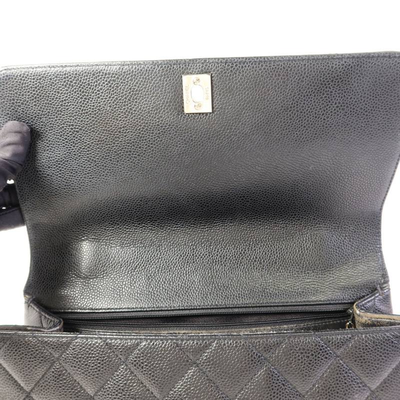 CHANEL 牛皮皮革Matelasse Bag銀扣手挽袋-6