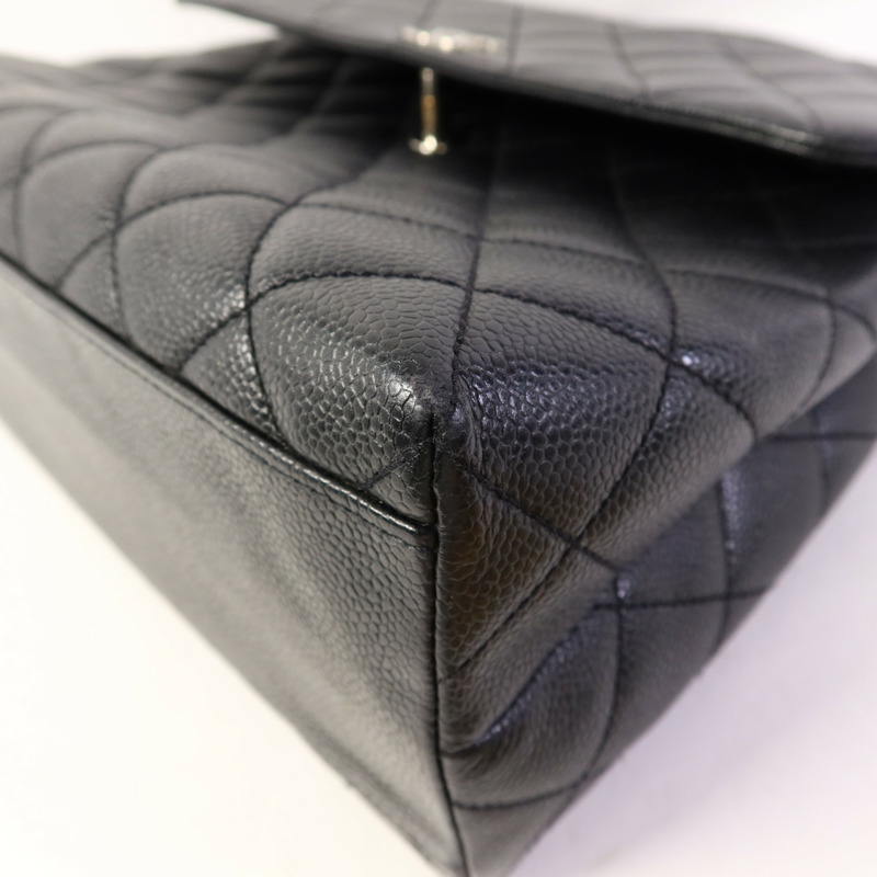 CHANEL 牛皮皮革Matelasse Bag銀扣手挽袋-12