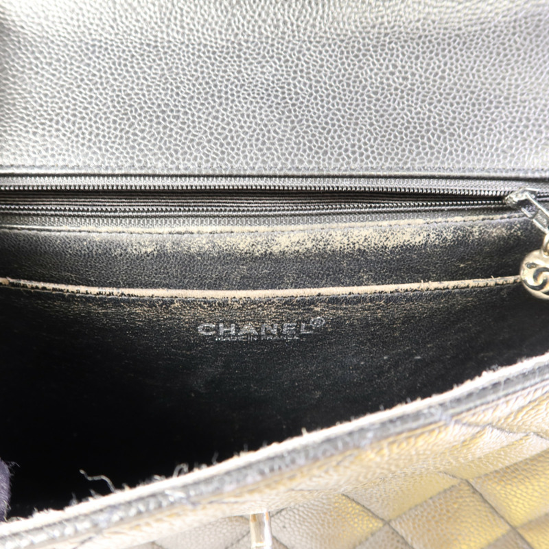 CHANEL 牛皮皮革Matelasse Bag銀扣手挽袋-19