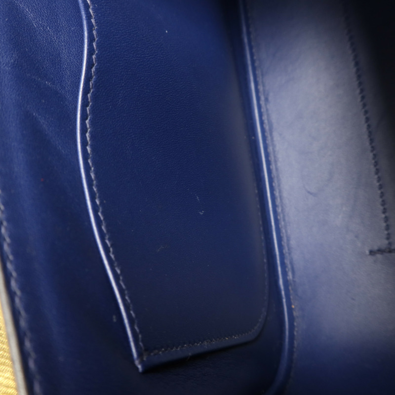 HERMES Epsom皮革/Swift皮革Harnais銀扣肩背袋Bleu Saphir-17